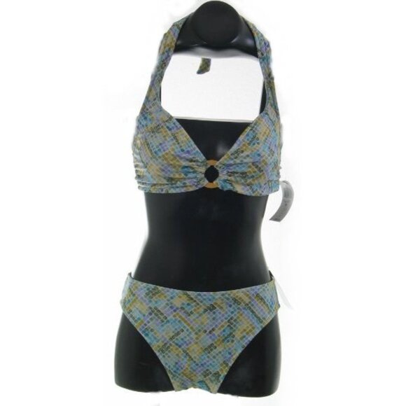 INC Tiled Look Halter Bikini - Sz XS - NEW - Picture 1 of 13